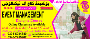 EVENT MANAGEMENT DIPLOMA COURSE IN CHAKWAL PAKISTAN